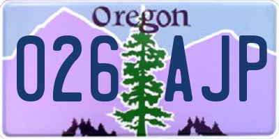 OR license plate 026AJP