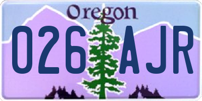 OR license plate 026AJR