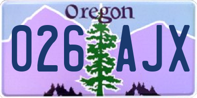 OR license plate 026AJX