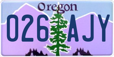 OR license plate 026AJY