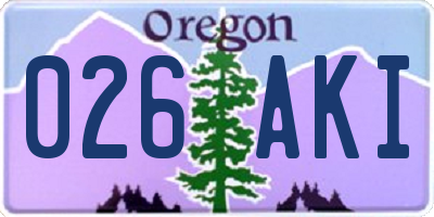 OR license plate 026AKI