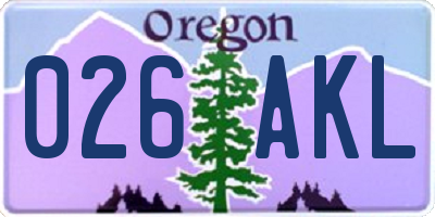 OR license plate 026AKL