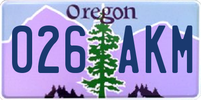 OR license plate 026AKM