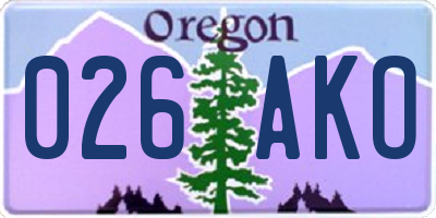 OR license plate 026AKO