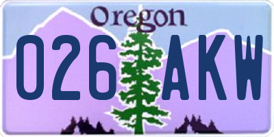 OR license plate 026AKW