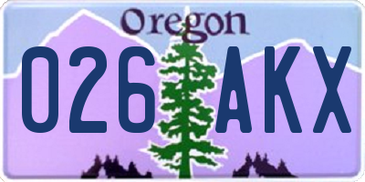 OR license plate 026AKX