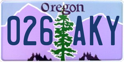 OR license plate 026AKY