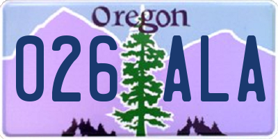 OR license plate 026ALA