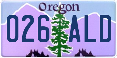OR license plate 026ALD
