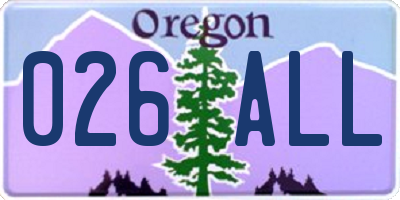 OR license plate 026ALL
