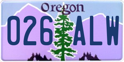 OR license plate 026ALW