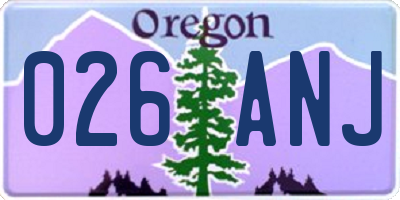 OR license plate 026ANJ