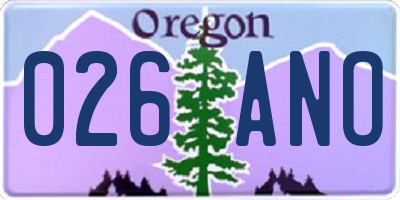 OR license plate 026ANO