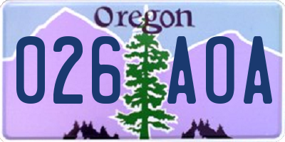 OR license plate 026AOA