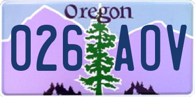 OR license plate 026AOV