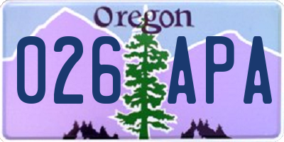 OR license plate 026APA