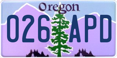 OR license plate 026APD