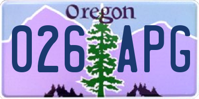 OR license plate 026APG