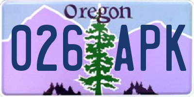 OR license plate 026APK