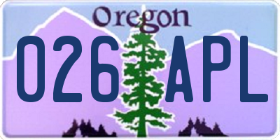 OR license plate 026APL