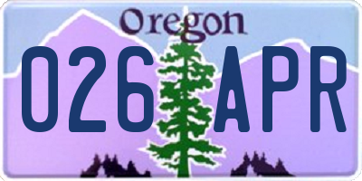 OR license plate 026APR