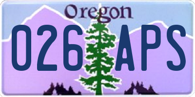 OR license plate 026APS