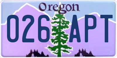 OR license plate 026APT
