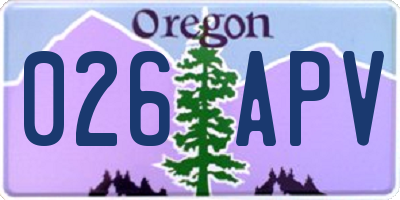 OR license plate 026APV