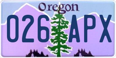 OR license plate 026APX
