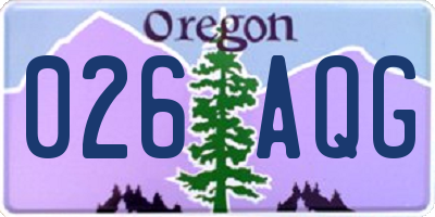 OR license plate 026AQG