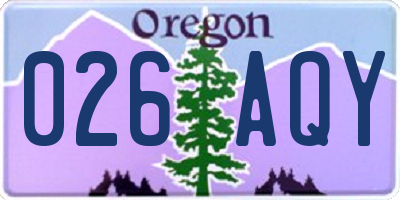 OR license plate 026AQY