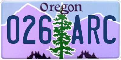 OR license plate 026ARC