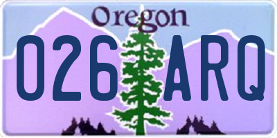 OR license plate 026ARQ