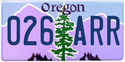 OR license plate 026ARR