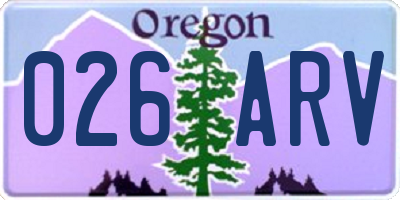 OR license plate 026ARV