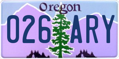 OR license plate 026ARY