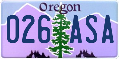 OR license plate 026ASA