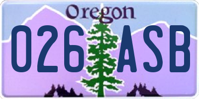 OR license plate 026ASB