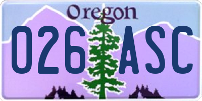 OR license plate 026ASC