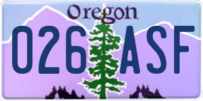 OR license plate 026ASF