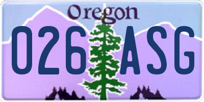 OR license plate 026ASG