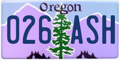 OR license plate 026ASH