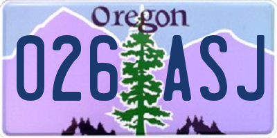 OR license plate 026ASJ