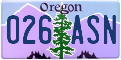 OR license plate 026ASN