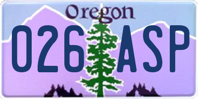 OR license plate 026ASP