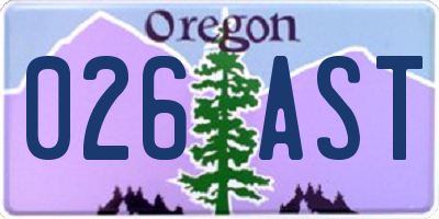 OR license plate 026AST