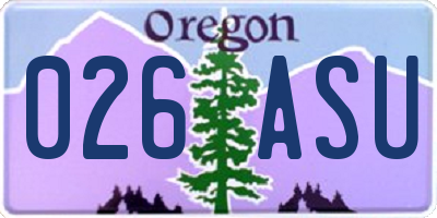 OR license plate 026ASU