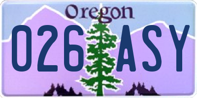 OR license plate 026ASY