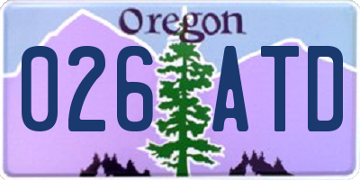 OR license plate 026ATD