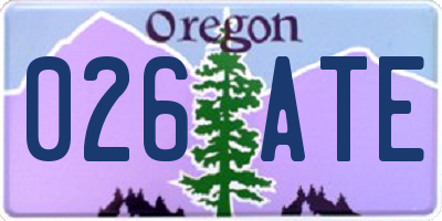 OR license plate 026ATE